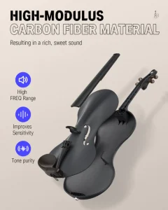 DONNER rising-v バイオリン　黒 Donner Rising-V Carbon Fiber Violin - Beirut Violin Shop
